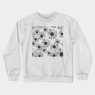 Watercolor Sunflowers Pattern - Black & White Crewneck Sweatshirt